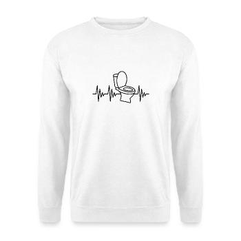 Klo Herzschlag WC Toilette - Unisex Pullover - Weiß - Vorne - Alina (178cm) & Michal (187cm)