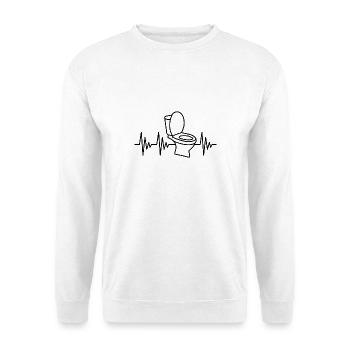 Klo Herzschlag WC Toilette - Unisex Pullover - Weiß - Vorne - Alina (178cm) & Michal (187cm)