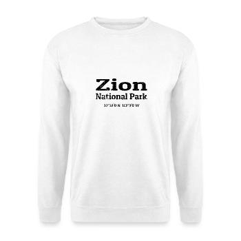 Zion National Park Koordinaten - Unisex Pullover - Weiß - Vorne - Alina (178cm) & Michal (187cm)