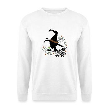 Kräuterhexe Hexe Natur Kräuter Wildpflanzen Bio - Unisex Pullover - Weiß - Vorne - Alina (178cm) & Michal (187cm)