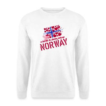 Norwegen Elch norge - Unisex Pullover - Weiß - Vorne - Alina (178cm) & Michal (187cm)
