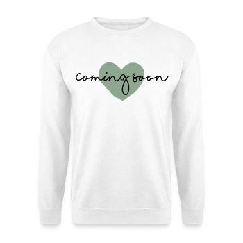 Coming soon - Babyankündigung - Unisex Pullover - Weiß - Vorne - Alina (178cm) & Michal (187cm)