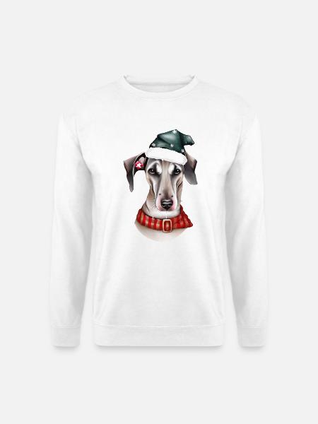 Ein Whippet-Hund im Weihnachtsmannkostüm - Unisex Pullover - Weiß