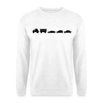 Traktor Anhänger Autos Landwirt Bauer - Unisex Pullover - Weiß - Vorne - Alina (178cm) & Michal (187cm)