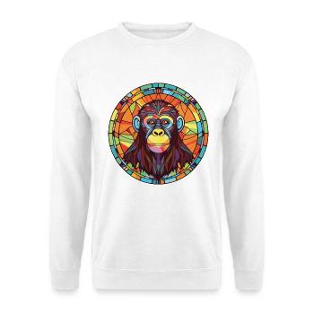 Affe buntes Aquarell Tier Haustier Illustration - Unisex Pullover - Weiß - Vorne - Alina (178cm) & Michal (187cm)