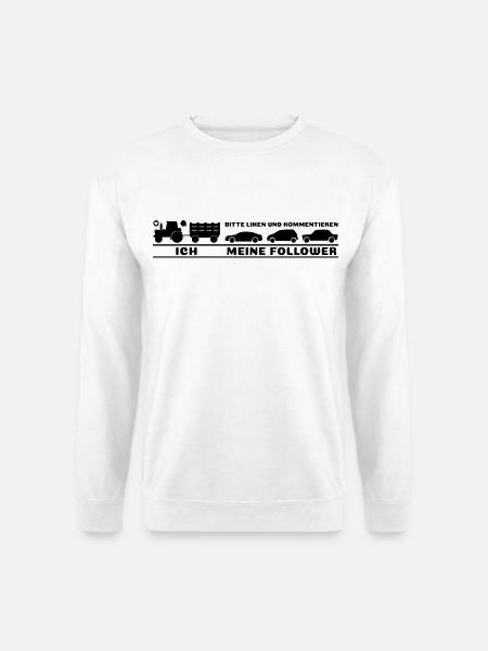 Ich meine Follower Liken und Kommentieren Landwirt - Unisex Pullover - Weiß