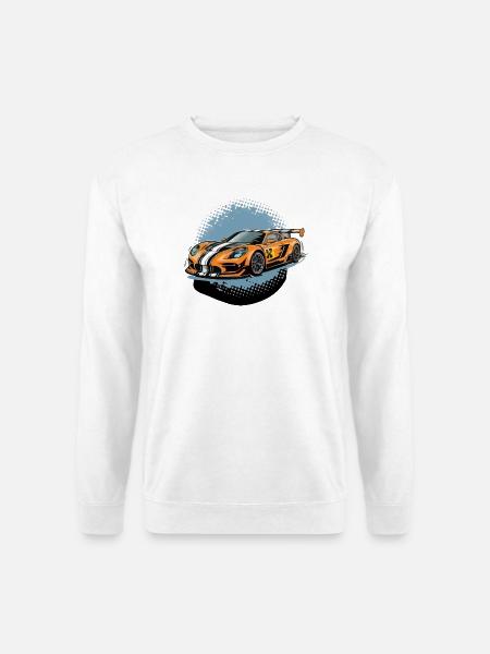 Futuristische Geschwindigkeit: Schnittiger Rennwagen in Bewegung - Unisex Pullover - Weiß