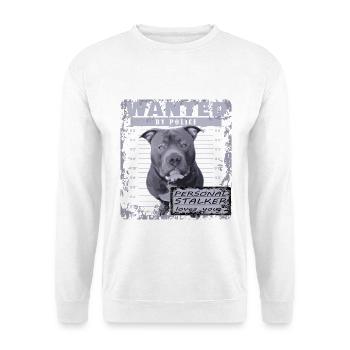 American Bully blue line künstlerisches Design - Unisex Pullover - Weiß - Vorne - Alina (178cm) & Michal (187cm)