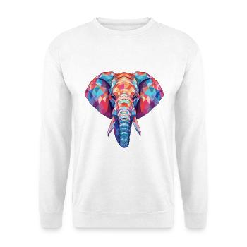 Bunte Aquarell-Tierillustration des Elefanten - Unisex Pullover - Weiß - Vorne - Alina (178cm) & Michal (187cm)