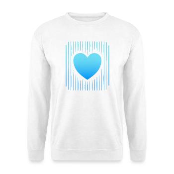Herz blaues Herz blaue Linien abstrakt - Unisex Pullover - Weiß - Vorne - Alina (178cm) & Michal (187cm)