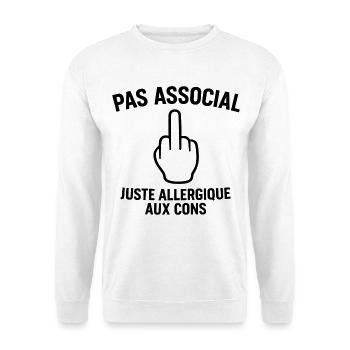 Nicht asozial, nur allergisch gegen Idioten - Unisex Pullover - Weiß - Vorne - Alina (178cm) & Michal (187cm)