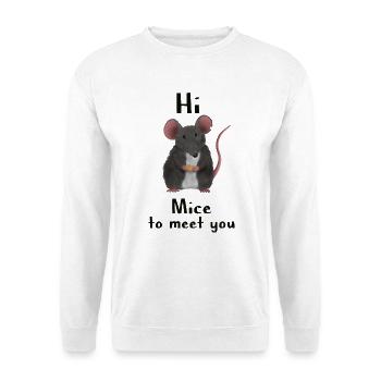 Hi, Mice to meet you - Maus Wortspiel - Unisex Pullover - Weiß - Vorne - Alina (178cm) & Michal (187cm)