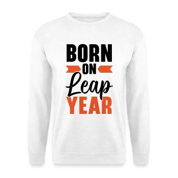 Happy Birthday Schaltjahr 29. Februar Schalttag - Unisex Pullover - Weiß - Vorne - Alina (178cm) & Michal (187cm)