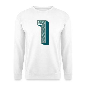 1. 1 JAHR. 1. JAHRESTAG - Unisex Pullover - Weiß - Vorne - Alina (178cm) & Michal (187cm)