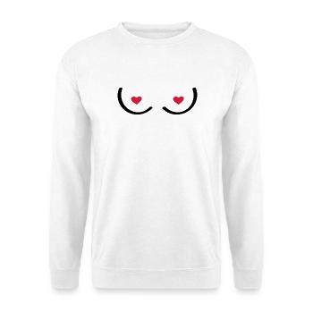 Sexy junge Frau. Erotische Brüste. - Unisex Pullover - Weiß - Vorne - Alina (178cm) & Michal (187cm)