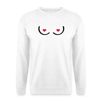 Sexy junge Frau. Erotische Brüste. - Unisex Pullover - Weiß - Vorne - Alina (178cm) & Michal (187cm)