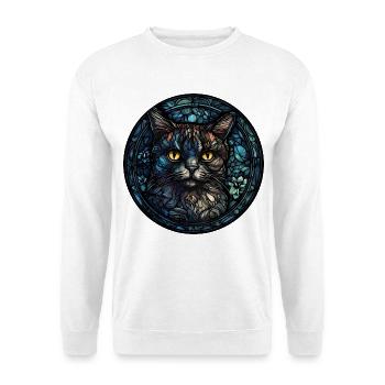 Pixie Bob Katzenrasse Aquarellglas - Unisex Pullover - Weiß - Vorne - Alina (178cm) & Michal (187cm)