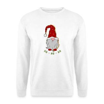 Weihnachtsgnom mit Sternenhut - Unisex Pullover - Weiß - Vorne - Alina (178cm) & Michal (187cm)