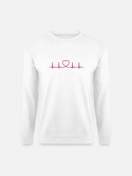 Ligne ECG du battement cardiaque Vecteur d’ondes d’impulsion médicale - Sweat-shirt Unisexe - blanc