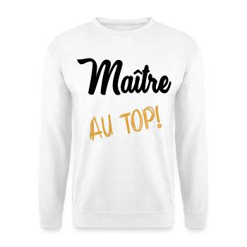 MEISTER. MEISTER. VIELEN DANK. DANKE, MEISTER - Unisex Pullover - Weiß - Vorne - Alina (178cm) & Michal (187cm)