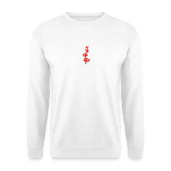 Blumenrohr rote Blumen - Unisex Pullover - Weiß - Vorne - Alina (178cm) & Michal (187cm)