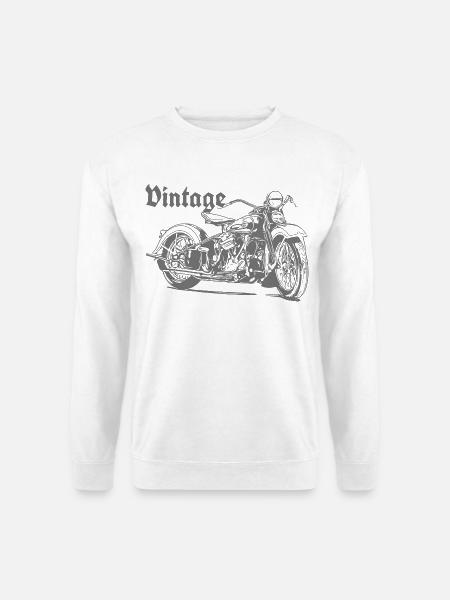 Vintage Motorrad Lineart - Unisex Pullover - Weiß