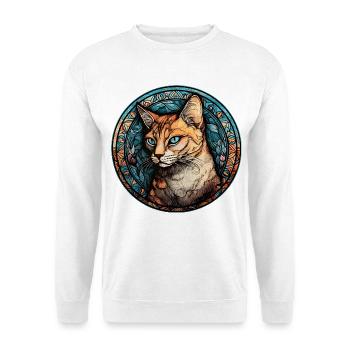 Singapura Katzenrasse Aquarell Glasmalerei - Unisex Pullover - Weiß - Vorne - Alina (178cm) & Michal (187cm)