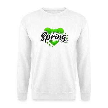 Frühling Frühlingsanfang Herzen - Unisex Pullover - Weiß - Vorne - Alina (178cm) & Michal (187cm)