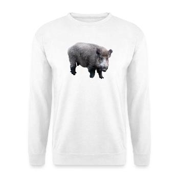 Wildschwein - Unisex Pullover - Weiß - Vorne - Alina (178cm) & Michal (187cm)