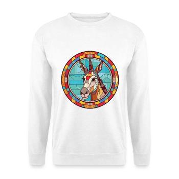 Esel Buntes Aquarell Tier Haustier Illustration - Unisex Pullover - Weiß - Vorne - Alina (178cm) & Michal (187cm)