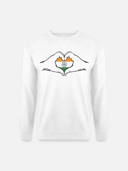 Indien Flagge Herzform - Unisex Pullover - Weiß