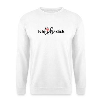 Ich liebe dich Schönes Liebe Motiv für den Schatz - Unisex Pullover - Weiß - Vorne - Alina (178cm) & Michal (187cm)