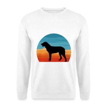 Cao De Castro Laboreiro Hund Silhouette Retro Sonne - Unisex Pullover - Weiß - Vorne - Alina (178cm) & Michal (187cm)