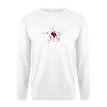Spinne im Spinnennetz rote Spinne große Spinne - Unisex Pullover - Weiß - Vorne - Alina (178cm) & Michal (187cm)