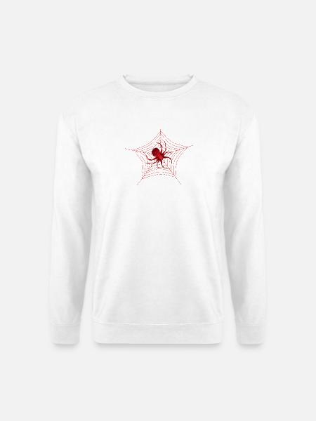 Spinne im Spinnennetz rote Spinne große Spinne - Unisex Pullover - Weiß
