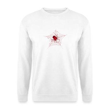 Spinne im Spinnennetz rote Spinne große Spinne - Unisex Pullover - Weiß - Vorne - Alina (178cm) & Michal (187cm)