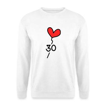 30 JAHRE. 30-jähriges JUBILÄUM. JUBILÄUM 30 JAHRE. 30 - Unisex Pullover - Weiß - Vorne - Alina (178cm) & Michal (187cm)