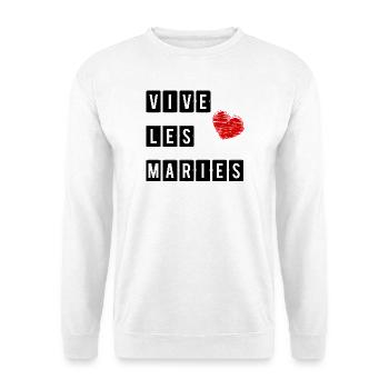 HEIRAT. ES LEBE DIE MARIES. HERZ. ICH LIEBE DICH. ICH LIEBE - Unisex Pullover - Weiß - Vorne - Alina (178cm) & Michal (187cm)