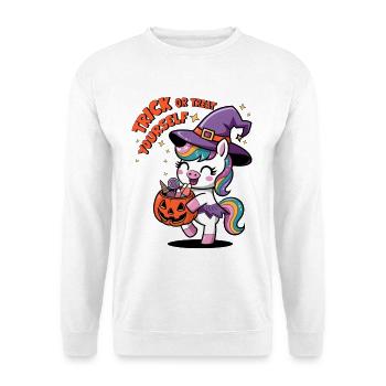 Süßes oder Saures selber - Unisex Pullover - Weiß - Vorne - Alina (178cm) & Michal (187cm)