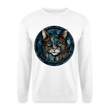 Ägäische Katzenrasse Aquarellglas - Unisex Pullover - Weiß - Vorne - Alina (178cm) & Michal (187cm)