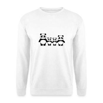Panda-Familie mit 2 Eltern und 2 Kindern - Unisex Pullover - Weiß - Vorne - Alina (178cm) & Michal (187cm)