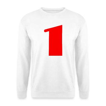 1. 1 JAHR. 1. JAHRESTAG. 1 JAHR GEBURTSTAG - Unisex Pullover - Weiß - Vorne - Alina (178cm) & Michal (187cm)
