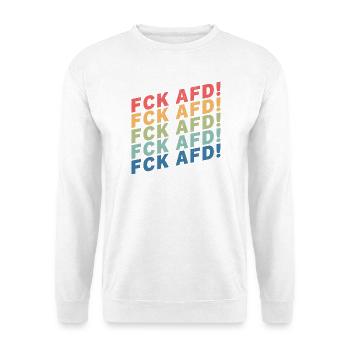 FCK AFD - Unisex Pullover - Weiß - Vorne - Alina (178cm) & Michal (187cm)