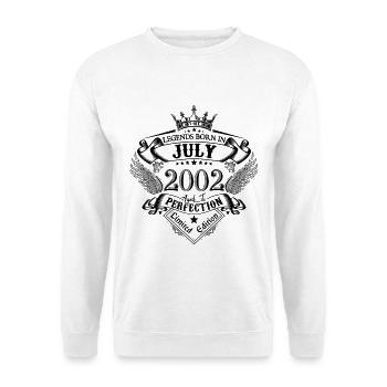 2002 Juli 2002 Geburtstag Juli 2002 - Unisex Pullover - Weiß - Vorne - Alina (178cm) & Michal (187cm)