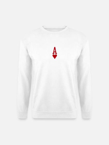 Poker Spielkarte Herz As - Unisex Pullover - Weiß
