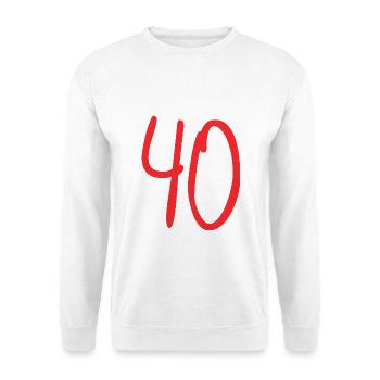 Geburtstagsgeschenk 40 Jahre - Unisex Pullover - Weiß - Vorne - Alina (178cm) & Michal (187cm)