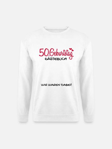 50 Geburtstag Gästebuch Deko Geschenk - Unisex Pullover - Weiß