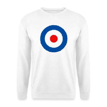 Britische Rundum-Roundel Retro - Unisex Pullover - Weiß - Vorne - Alina (178cm) & Michal (187cm)