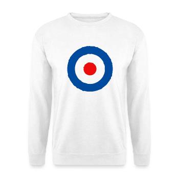 Britische Rundum-Roundel Retro - Unisex Pullover - Weiß - Vorne - Alina (178cm) & Michal (187cm)