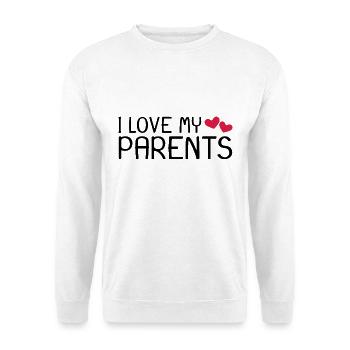 Ich liebe meine Eltern - Unisex Pullover - Weiß - Vorne - Alina (178cm) & Michal (187cm)